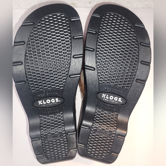 Klogs Austin Brown Tan Floral Clogs Mules Size 7W Non Slip Leather Upper - Picture 7 of 10